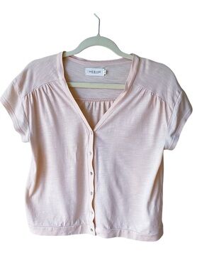Indi & Cold Cotton Blend Short Sleeve Top Size M